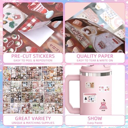 800Pcs Japanese Sticker Book for Journaling Adult, Cute Scrapbook Stickers - Image 2