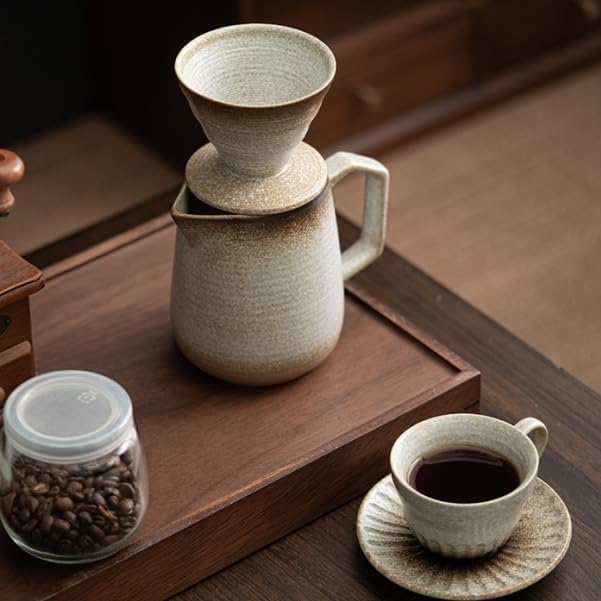 Pour Over Coffee Maker,Ceramic Coffee Maker With 100 pcs Paper Filter，16oz/480ml Pour Over Coffee Dripper (Off White) - Image 7