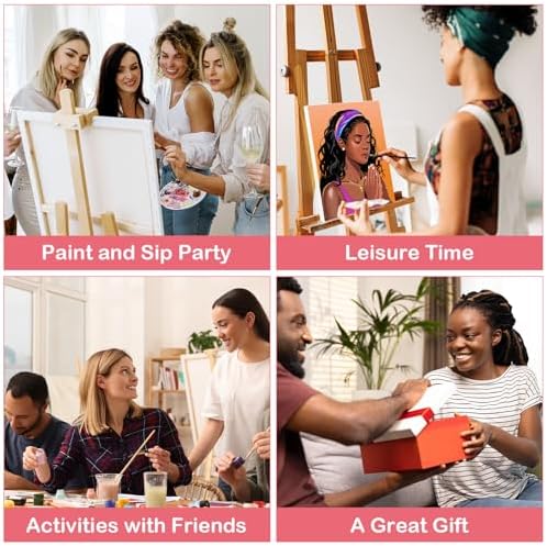 8 Pack Pre Drawn Canvas Painting Kits for Adults Sip and Paint Kit Pre Stretched Canvases Painting Party Supplies for Beginner Artists (Pray Girl, 8 x 10 Inches) - Image 5