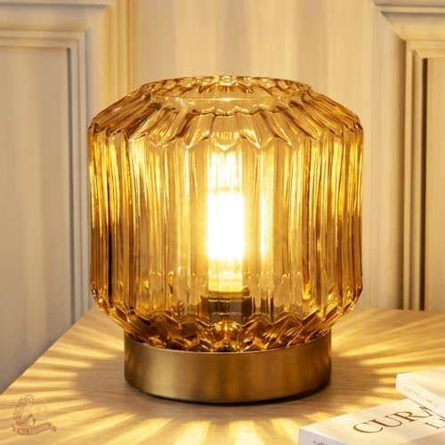 MJ PREMIER Battery Operated Lamp, Small Cordless Lamp with Timer Amber by MJPREMIER