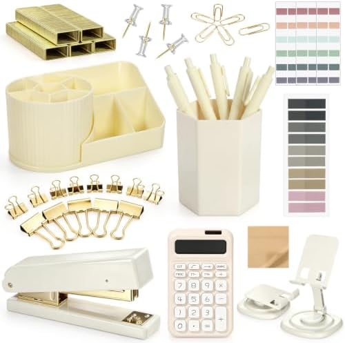 Jetec 78 Pcs Aesthetic Beige Desk Accessories Set for Women by Jetec