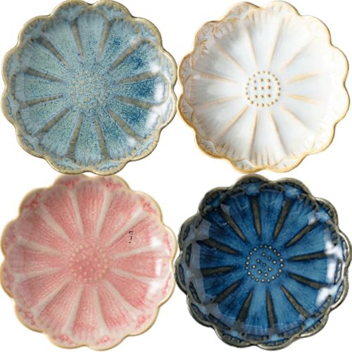 Small Ceramic Jewelry Holder Dish,Tray - Organizer for Necklaces, Earrings,Rings,Keys - Elegant Dessert Cake Plate Design (C-SET) by YANQINQIN