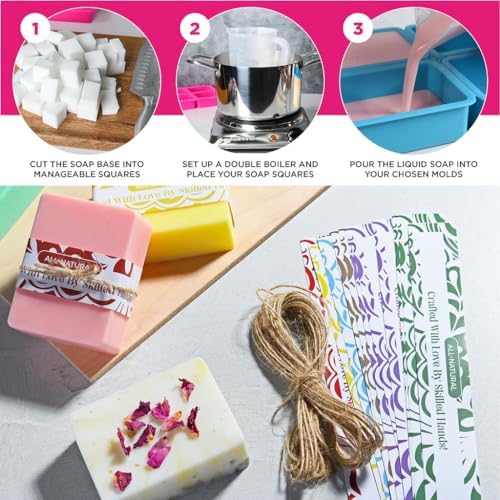 Soap Making Kit - Soap Making Supplies melt and Pour - DIY Set for Adults and Kids, Includes soap Base, Silicone molds, fragrances, Rose and Lavender Petals, by Prime Creations - Image 3