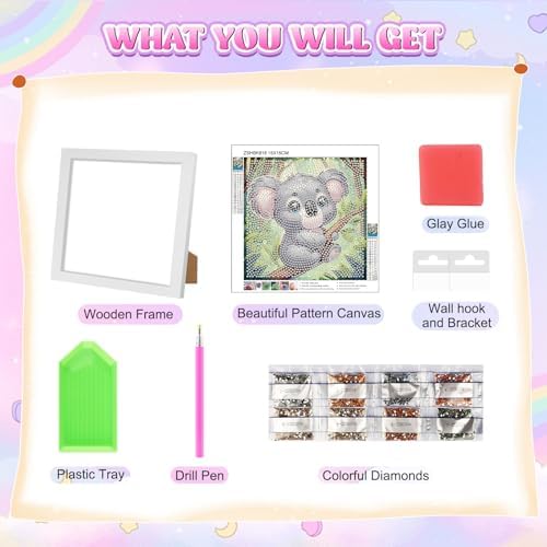GHHKUD Koala Diamond Art Painting Kits for Adults with Frame, Diamond Art Animals Crafts for Ages 4-6-8-12, Easy to DIY Gem Painting Gifts Home Wall Deco15x15cm (Beautiful Packages) - Image 7