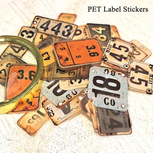 Vilikya 90Pcs Tag Label Scrapbook Stickers for Junk Journal Ephemera, PET Number Sticker for Journaling Kit, Vintage Scrapbooking Paper for Decoupage, Collage Cards Frame Stickers for Bullet Journal - Image 6