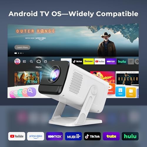 Mini Portable Projector for Bedroom with WiFi and Bi-directional Bluetooth 1080P 4K Support Smart Android 14 OS Auto Keystone Compatible with Netflix, YouTube, Prime Video, Disney+ - Image 2