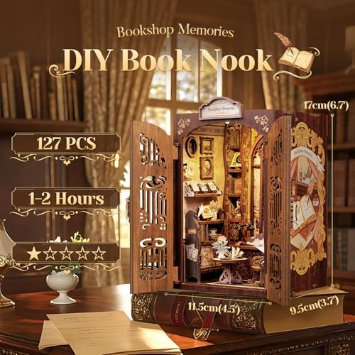 CUTEBEE Book Nook Kit, DIY Miniature House Kit for Adults, Bookshop Booknook - Image 2