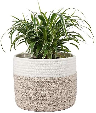 Woven Cotton Rope Plant Basket for 8" Flower Pot H7.5 x W8.5 by Oradrem