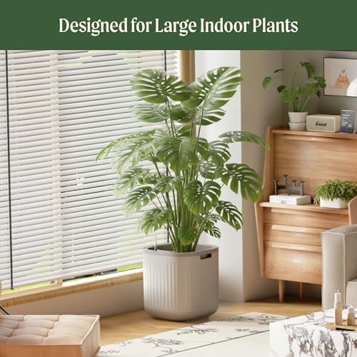 15 Inch Self-Watering Planter for Indoor Plants – Large Modern Plant Pot with Built-In Water Reservoir, Ideal for Monstera, Fiddle Leaf Fig, Palms & Peace Lily, Without Trellis (1, Sage Green) - Image 3