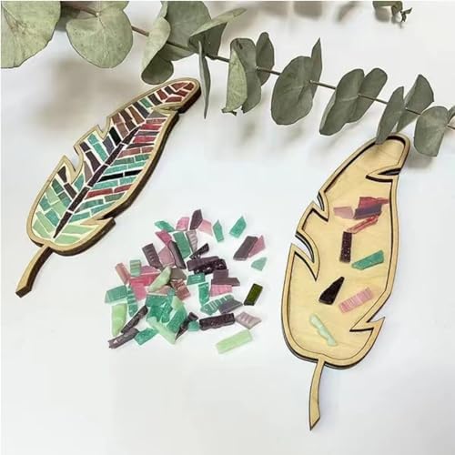 Smowfes Leaf Mosaic Kit, Mixed Color DIY Glass Tile Craft Supplies - Image 4