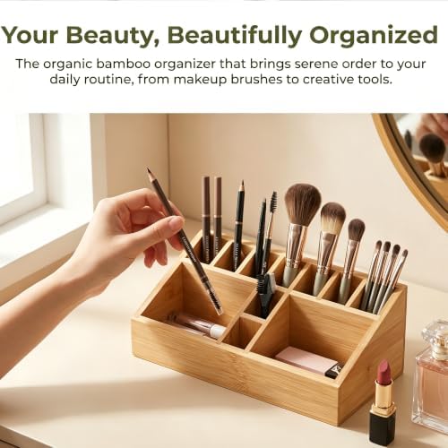 2 Pack Small Bamboo Art Supply Organizer - Image 6