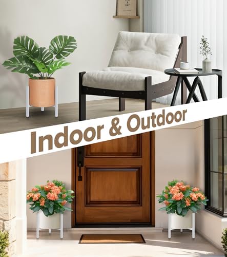 Plant Stand Indoor Adjustable, Metal Modern Indoor Plant Stand, Heavy Duty Plant Stands Outdoor Corner, Stable Plant Holder, Fits 8 to 12 Inches Pots, White, 1 Pack, Pot & Plant Not Included - Image 7