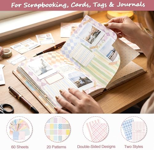 BESARME Scrapbook Paper Pad, 60 Sheets, 5.5 x 8.3 in, Double-Sided - Image 5
