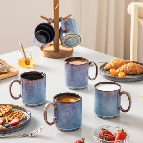 vancasso ONION Ceramic Coffee Mugs Set of 6, 16 Oz Coffee Cups for Latte, Cappuccino, Tea & Hot Cocoa, Artisan Modern Style for Coffee Bar, Home & Kitchen, Microwave & Dishwasher Safe, Deep Blue Gray - Image 6