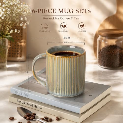 theterra Ceramic Coffee Mugs Set of 4, 14.2 oz Coffee Cups with Handle - Image 2