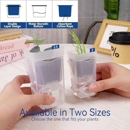 16 Pack 2.5" Medium Self Watering Pots for Indoor Plants, Small Clear Plastic Planters,Self Watering Planters Garden Flower Pots for African Violet, Hoya, Seedlings, Cuttings &Semi-Hydro - Image 4