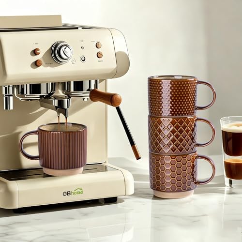 GBhome 12 OZ Stackable Coffee Mugs Set of 4, Ceramic Coffee Cups Set - Image 5