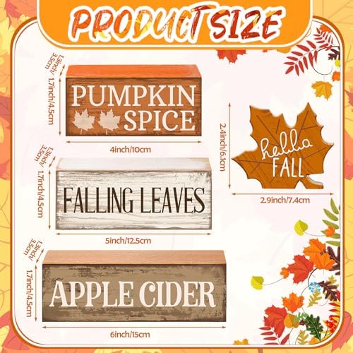 Moucuny 4 Pcs Fall Decor Wooden Maple Leaf Decoration Thanksgiving Decor - Image 2
