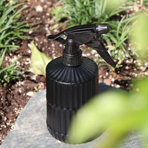 OFFIDIX Glass Spray Bottle, Pressure Watering Can, Indoor Plant Mister, Adjustable Nozzle Watering Glass 0.45L/15.22oz Spray Bottle for Garden Plants Cleaning Solutions (Black) - Image 5
