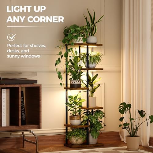 Bamworld Plant Shelf with Grow Light for Indoor Plants Corner 6 Tier - Image 4