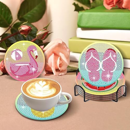 Leatrice 8 PCS Diamond Art Coasters Small Diamond Painting Kits for Adults - Image 4