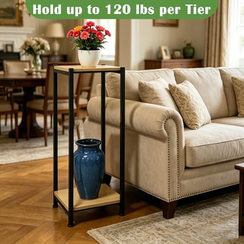 Dipion 31 Inch Tall Plant Stand Indoor,2 Tier Pedestal Stand,Yellow Oak - Image 4
