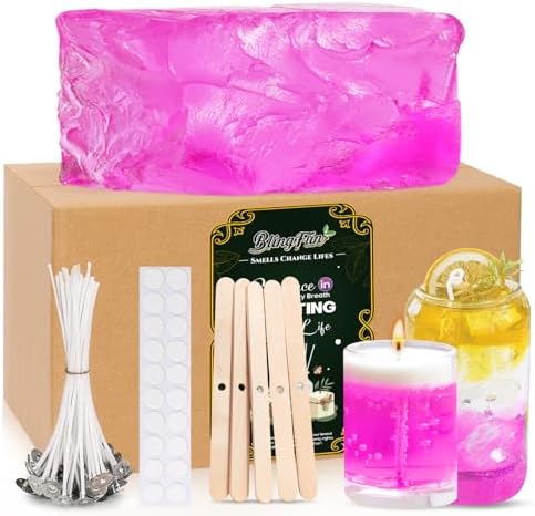 Blingfun Clear Wax for Candle Making-DIY Aromatherapy Candle Making Gel raw Materials, can add Dried Flowers/Fragrance, smokeless Safe Candle Materials, Birthday Christmas Gift Decoration (Rose) by Blingfun