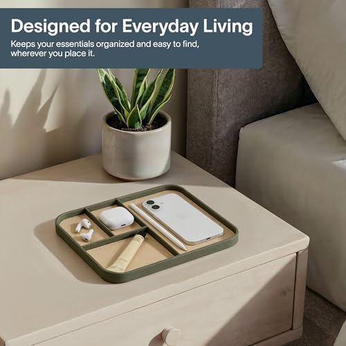 Nordik Leather Valet Tray - Medium EDC Tray - Moss Green 9.5 x 7.9 in - Image 6