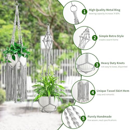 SFENNGPET Macrame Plant Hangers, 6Pack Hanging Planters for Indoor Plants - Image 2