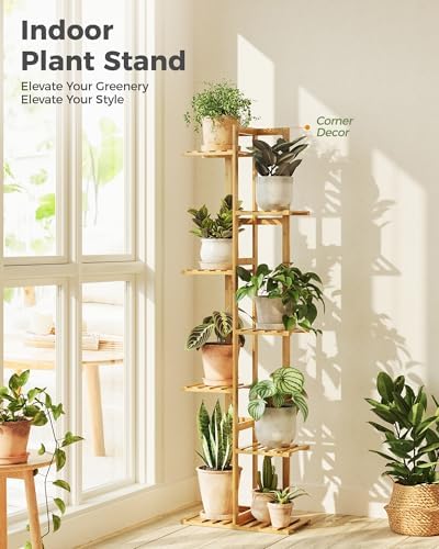 Bamworld Bamboo Plant Stand Indoor 7 Tiered Plant Shelf, Natural 55 Inch - Image 3