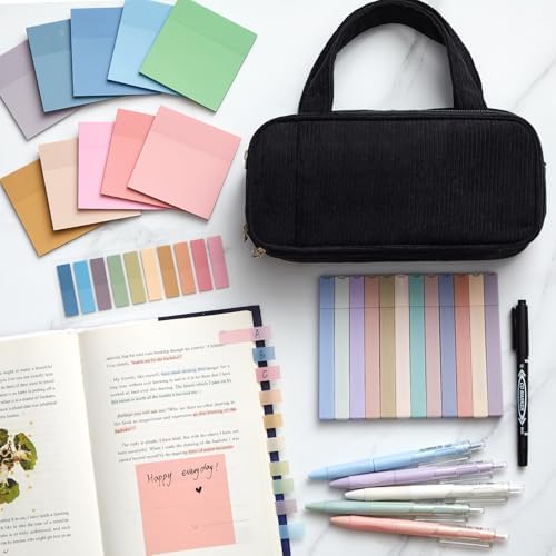 Jutom 39 Pcs Aesthetic Book Annotation Kit,Black,Classic Style - Image 4