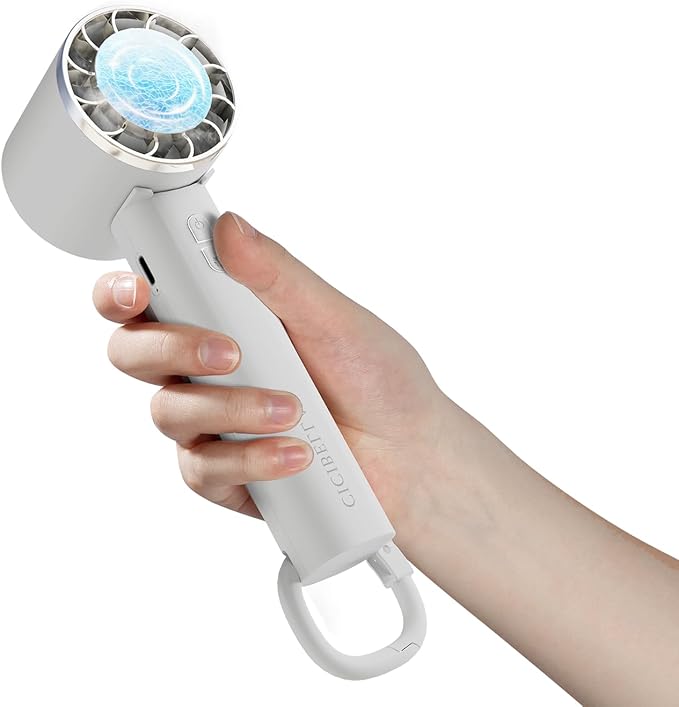 Mini Portable Cooling Handheld Fan Three-Speed Personal Small Desktop with Base Stand Type-C Charging Powerful Handheld Fan for Travel/Outdoor/Gifts/Makeup