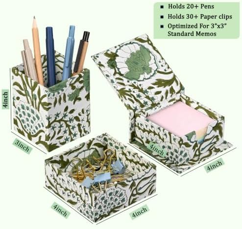 CPC Agate Green Block Print Set of 3 Desk Organizer - Image 4
