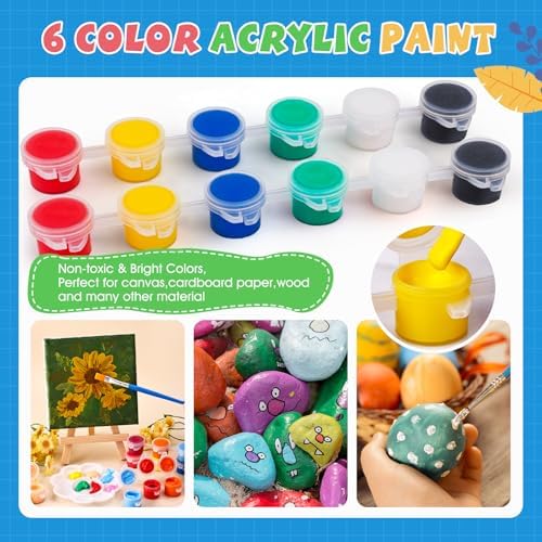 ESRICH 24 Set Mini Acrylic Paint Kit, Mini Stretched Canvas with Easel - Image 5