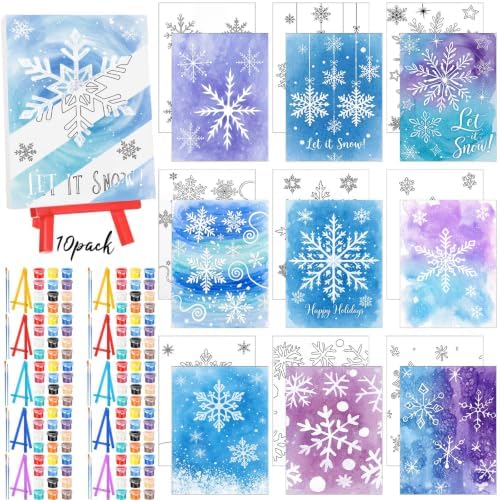 Blosssound 10 Set Winter Pre Printed Canvas for Painting 5x7, Snowflake by Blosssound