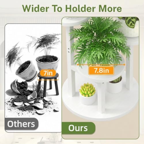 iDavosic.ly 5 Tier Wood Plant Stand Indoor Outdoor Corner Tall Shelf, White - Image 3