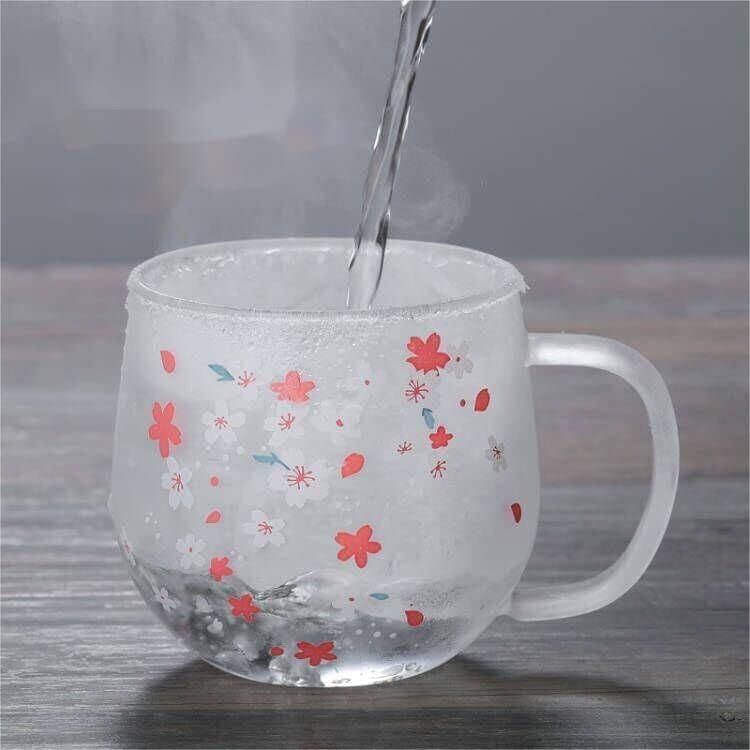 Sakura Glass Mug with Tea Infuser Filter and Lid Romantic Cherry Blossom Cup Tea Coffee Flower Tea Mug 300ml Gifts for Girls Women - Image 4