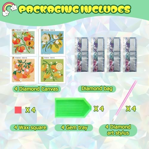 4 Pack Diamond Art Painting Kits for Kids, Small Diamond Art Kids 6x6 Inch - Image 4