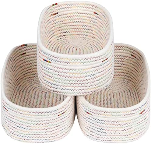 CubesLand Rectangle Woven Cotton Rope Storage Basket for Organizing by CubesLand
