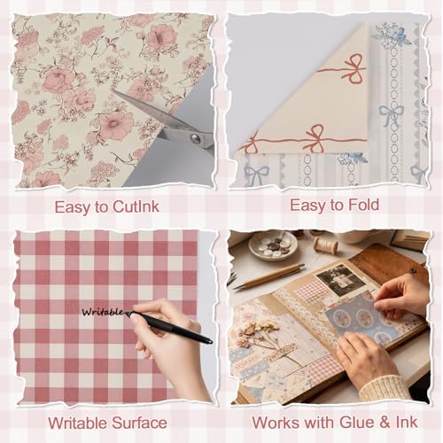 BESARME 60 Sheets Scrapbook Paper 5.5×8.3 in Double Sided Floral - Image 3
