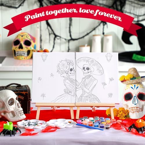 Zhanmai 2 Pack Day of The Dead Sip and Paint Kit for Couples - Image 5