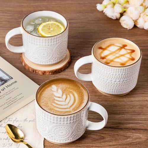 GBhome 12 oz Coffee Mugs Set of 4, Stackable Ceramic Coffee Cups Set - Image 5
