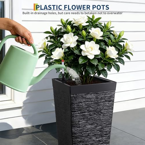 Garvee 22.5" Tall Outdoor Planters Set of 2, Self Watering Tall Planters - Image 5