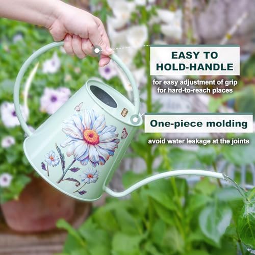2L Long Spout Watering Can, Stainless Steel (Bellis Perennis) - Image 5