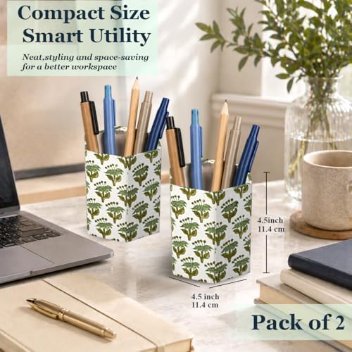 CPC Emerald Green Block Print Cotton Pen Holder Set of 2 - Image 3