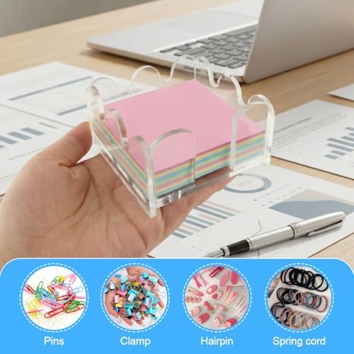 Scalloped Acrylic Sticky Note Holder, 3 x 3 Inch Clear Sticky Note Organizer, Cute Wave Design Notepad Holder and Desk Organizer for Office, Home, Dorm Room & Classroom - Image 5