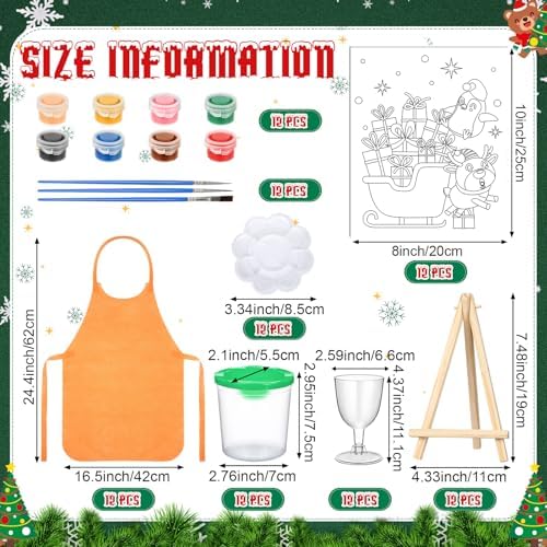 Sherr 96 Pcs 12 Set Pre Drawn Canvas Painting Kits, Christmas - Image 2