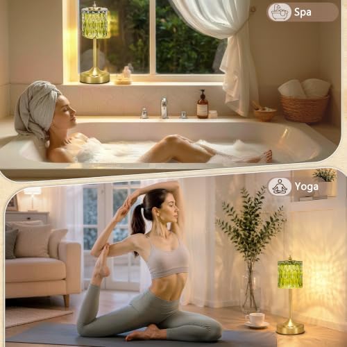 Cordless Table Lamp, 5200mAh Rechargeable Green Glass Touch Lamp - Image 6