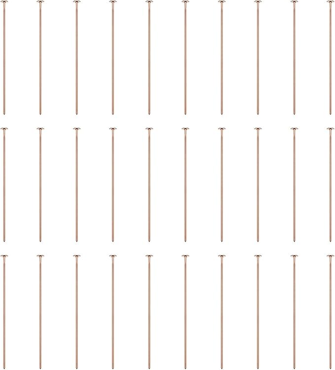 HARFINGTON 100pcs Flat Head Pins 1.18" 30mm Needles Bulk for Earring Pendant Necklace Bracelet Charm Jewelry Making Findings DIY Craft, Rose Gold