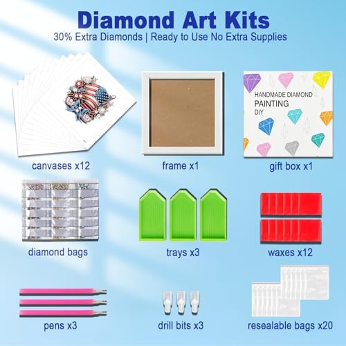 DOZEEZOP 12-Pack Small Diamond Art Kit for Adults Teens 7"x7" - Image 6